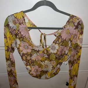 Long sleeved sheer crop top